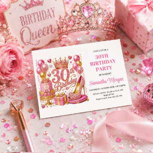 Pink And Gold Luxe Sparkle Thirty Birthday Invites