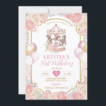 Pink and Gold Magical Carousel Birthday Invitation<br><div class="desc">Pink and Gold Magical Carousel Birthday Invitation</div>