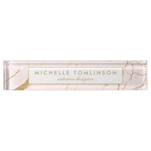 Pink and Gold Marble Designer Nameplate