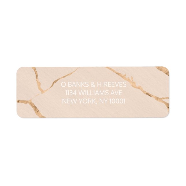 Pink and gold marble effect return address labels (Front)