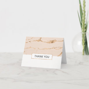 Pink and gold marble effect thank you card- folded