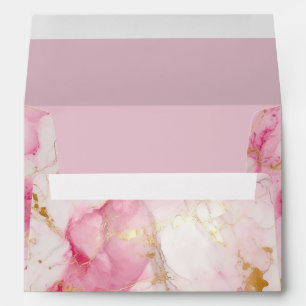 Pink and Gold marble effect wedding envelope