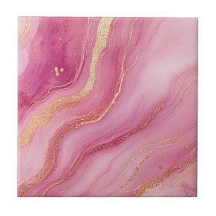 Pink and Gold Marble Elegant Tile