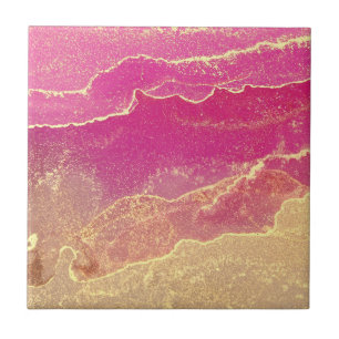 Pink and Gold Marble Elegant Tile