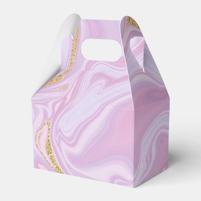 Pink and gold marble favour box (Front Side)