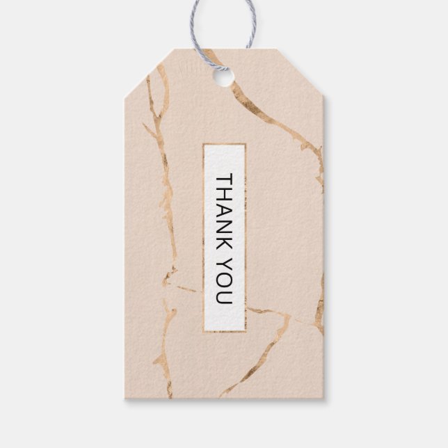 Pink and gold marble gift tag / favour tag (Front)