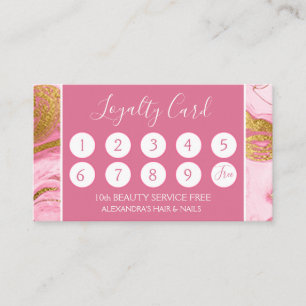 Pink and Gold Marble Girly Loyalty Punch