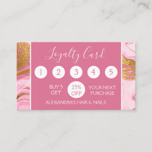 Pink and Gold Marble Girly Loyalty Punch Card