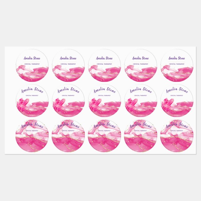 Pink and Gold Marble Labels (Sheet)