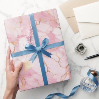 Pink and gold marble liquid style pattern wrapping paper