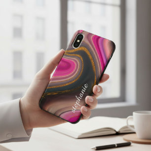 Pink and Gold Marble Monogram Case-Mate iPhone Case