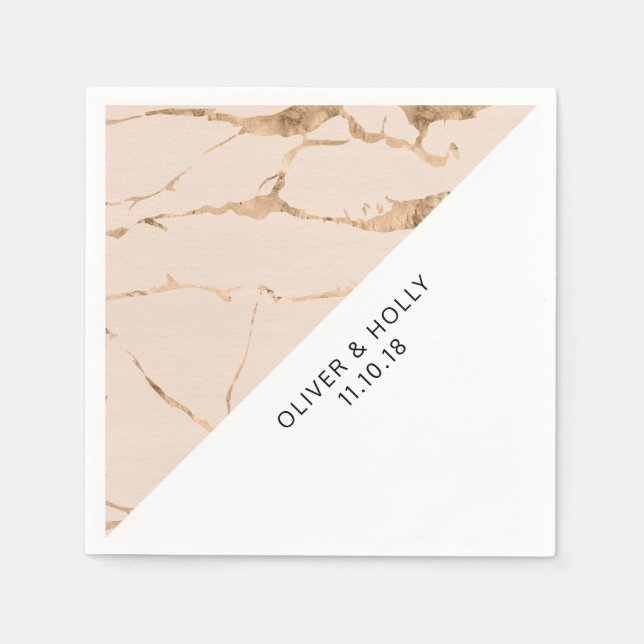 Pink and gold marble napkins (Front)