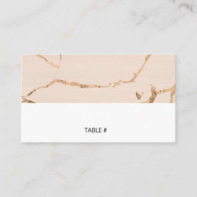 Pink and gold marble place cards - flat (Front)
