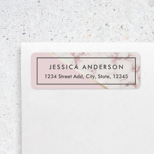 Pink and Gold Marble Return Address