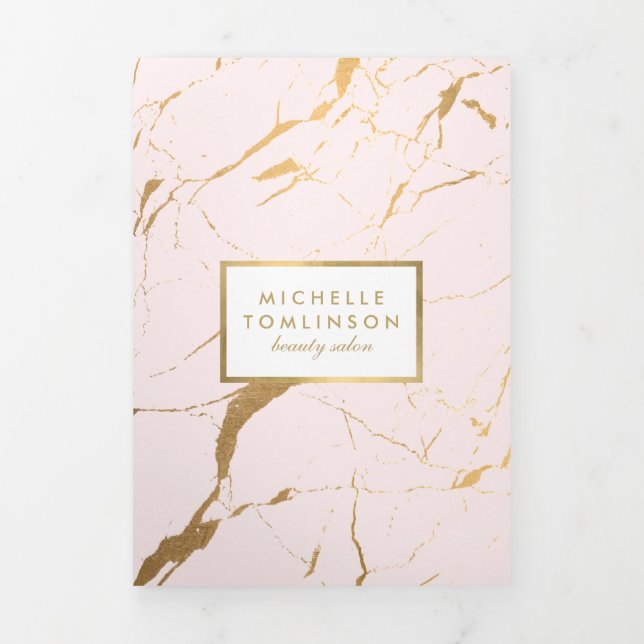 Pink and Gold Marble Salon or Product Brochure (Cover)