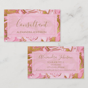 Pink and Gold Marble Trendy Consultant Business Card