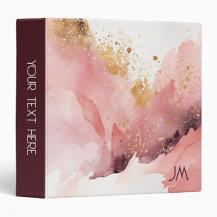 Pink and gold marble watercolor decoration binder