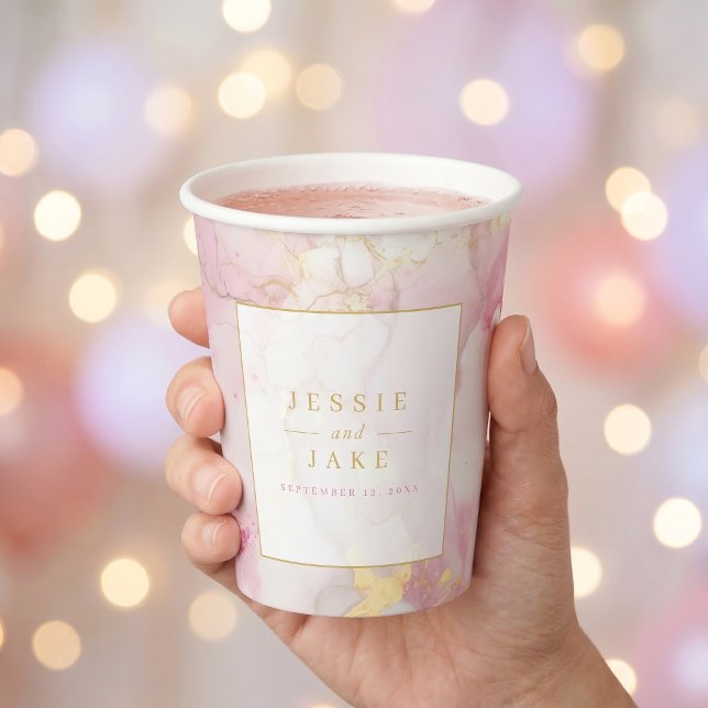 Pink and gold marble Wedding Paper Cups (Pink and gold marble Wedding Paper Cups)