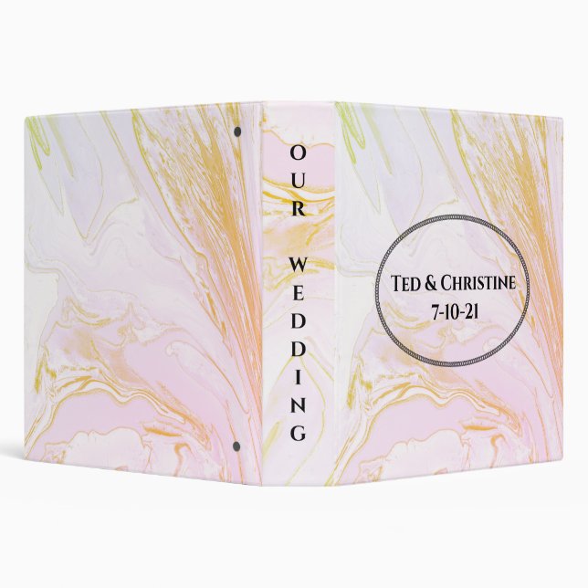 Pink and Gold Marbled Scrapbook Photo Album Binder (Background)