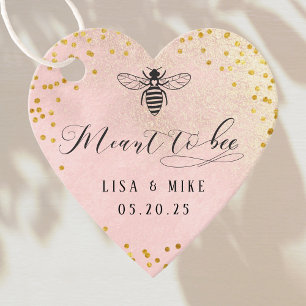Pink and Gold Meant to Bee Wedding Honey Favour Tags
