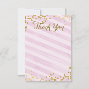 Pink and Gold Metallic sprinkle Thank you card