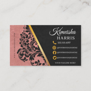 Pink and Gold Modern Hair Braiding Salon Business  Card