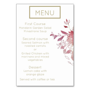 Pink and Gold Modern Minimalist Wedding Menu  Tabl Table Number