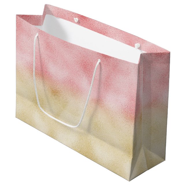 Pink and Gold Ombre Foil Large Gift Bag (Front Angled)