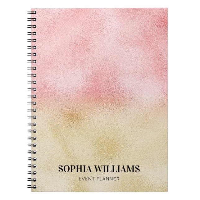 Pink and Gold Ombre Foil Notebook (Front)