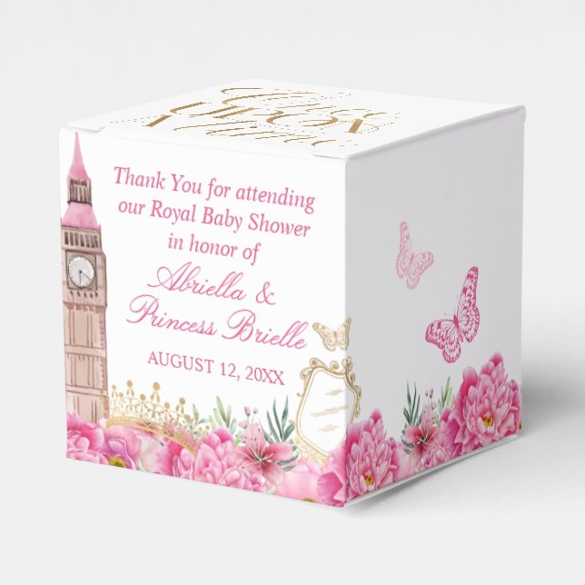 Pink and Gold Once Upon a Time Princess Favour Box (Front Side)