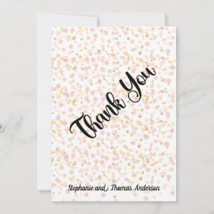 Pink and Gold Overlay Personalized Thank you card