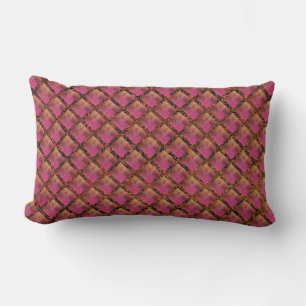 Pink and Gold Passion Boho Diamonds Lumbar Pillow