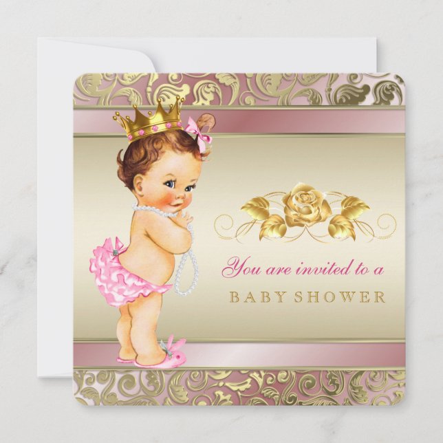 Pink and Gold Pearl Baby Shower Invitation (Front)