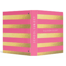 Pink And Gold Personalized Binder