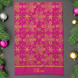 Pink and Gold Personalized Kitchen Towel