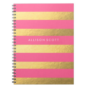 Pink And Gold Personalized Notebook