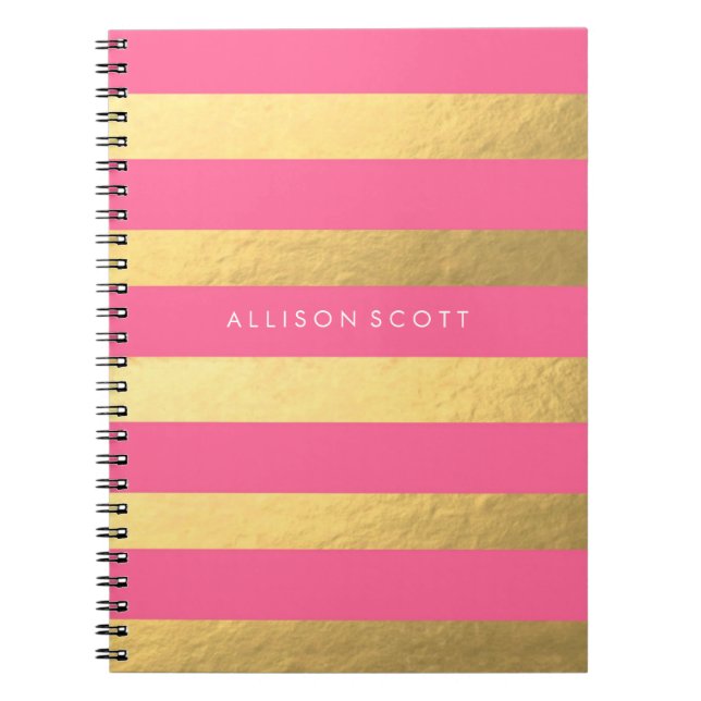 Pink And Gold Personalized Notebook (Front)