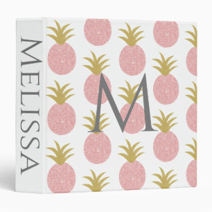 Pink and Gold Pineapple Monogrammed Binder