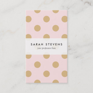 Pink and Gold Polka Dot Pattern Business Card