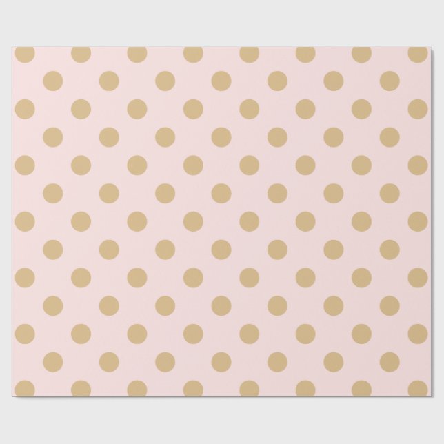 Pink and Gold Polka Dot Pattern Wrapping Paper (Flat)