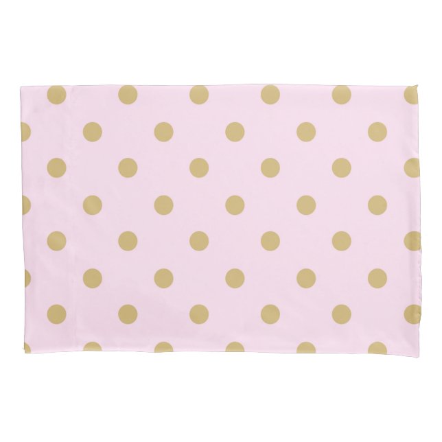 Pink and Gold Polka Dots Personalized Custom Pillowcase (Front)