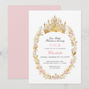 Pink and Gold Princess Birthday Invitation