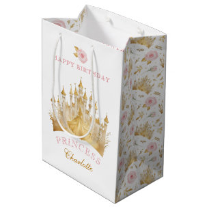 Pink and Gold Princess Birthday Party Gift Bag 