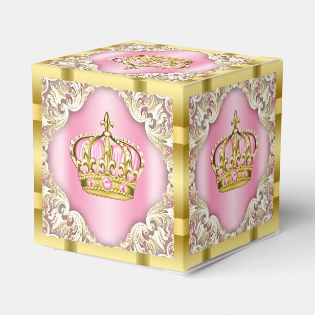 Pink and Gold Princess Crown Favor Box (Back Side)