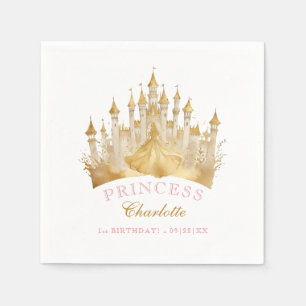 Pink and Gold Princess Crown Party Royal Birthday Napkin