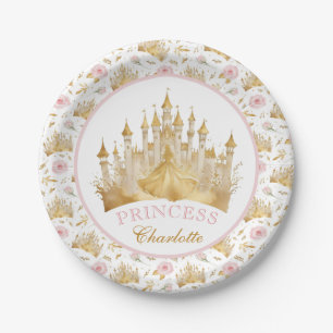 Pink and Gold Princess Fairytale Birthday Party Paper Plate