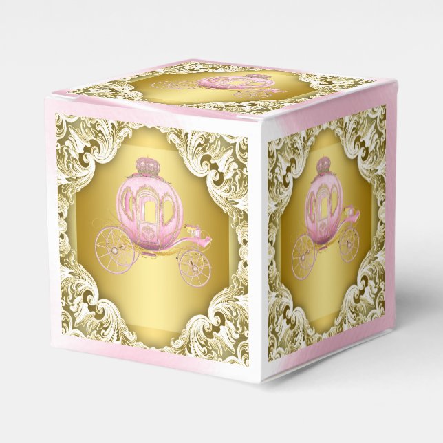 Pink and Gold Princess Favor Box (Front Side)