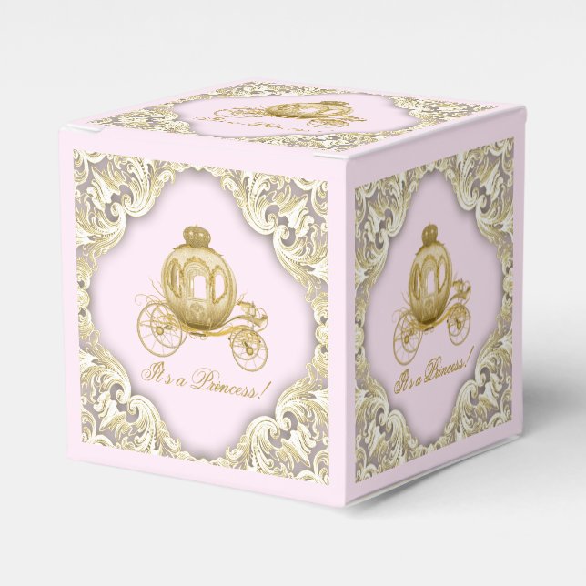 Pink and Gold Princess Favor Box (Front Side)