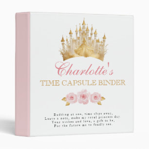 Pink and Gold Princess First Birthday Time Capsule Binder