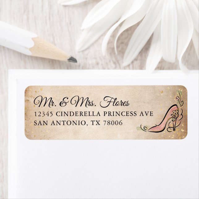 Pink and Gold Princess Shoe Elegant Return Address (Insitu)